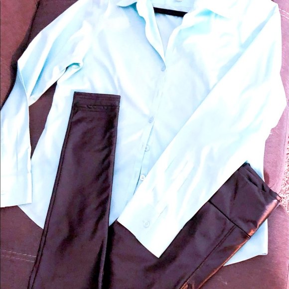 Tiffany Blue Button Down Blouse - Picture 1 of 5